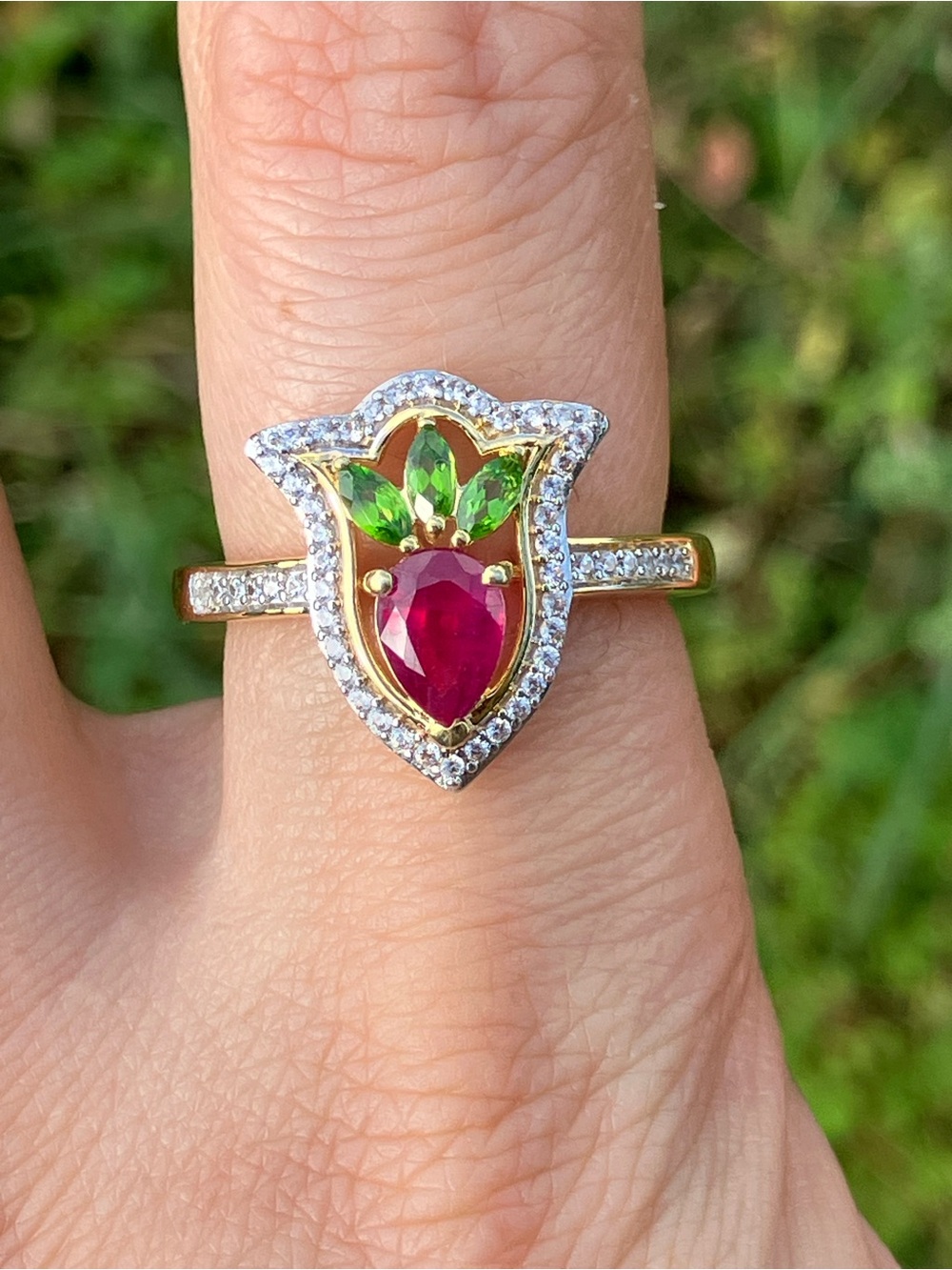 Niassa Ruby Chrome Diopside Ring Size 8